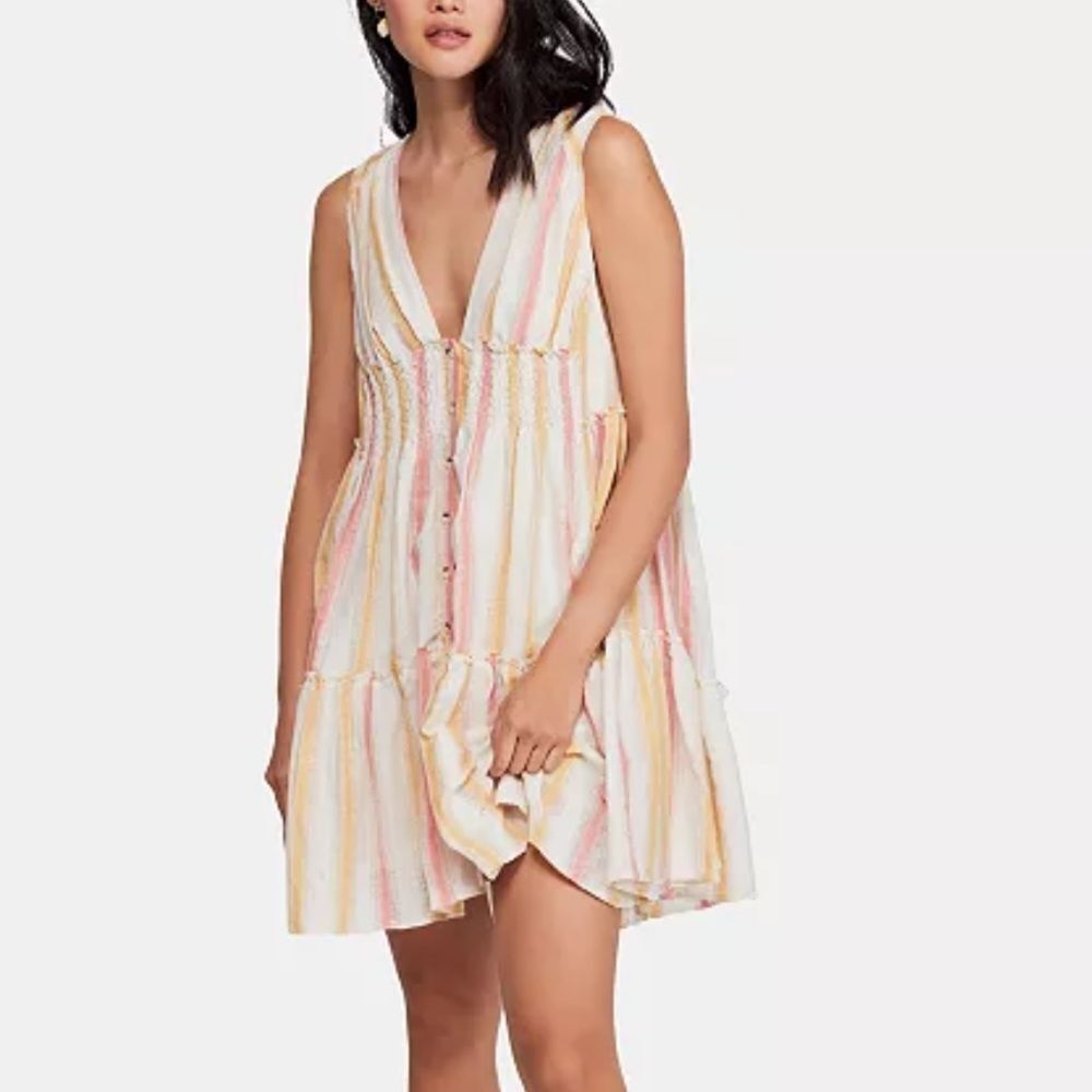 Free People Do It Again Mini Dress Candy Stripe L - Picture 1 of 8